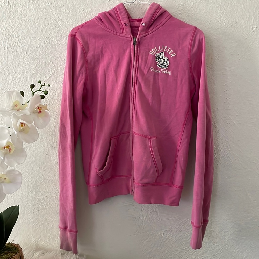 Hollister Beach Relay Pink Full Zip Hoodie Size Medium
